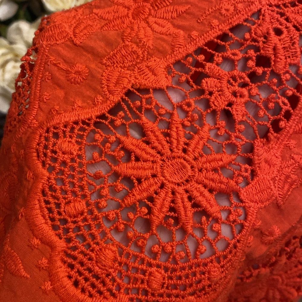Free People Red Lace Bell Sleeve Top - Picture 9 of 15